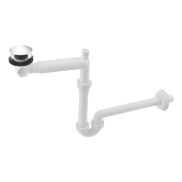 Bruckner - Syfon do umywalki z odpływ meblowy CLICK-CLACK DN32 biały/chrom błyszczący