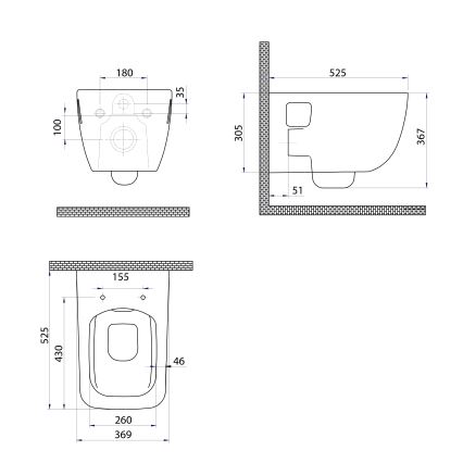 Bruckner - Toaleta wisząca Rimless WALTER ceramika/biały