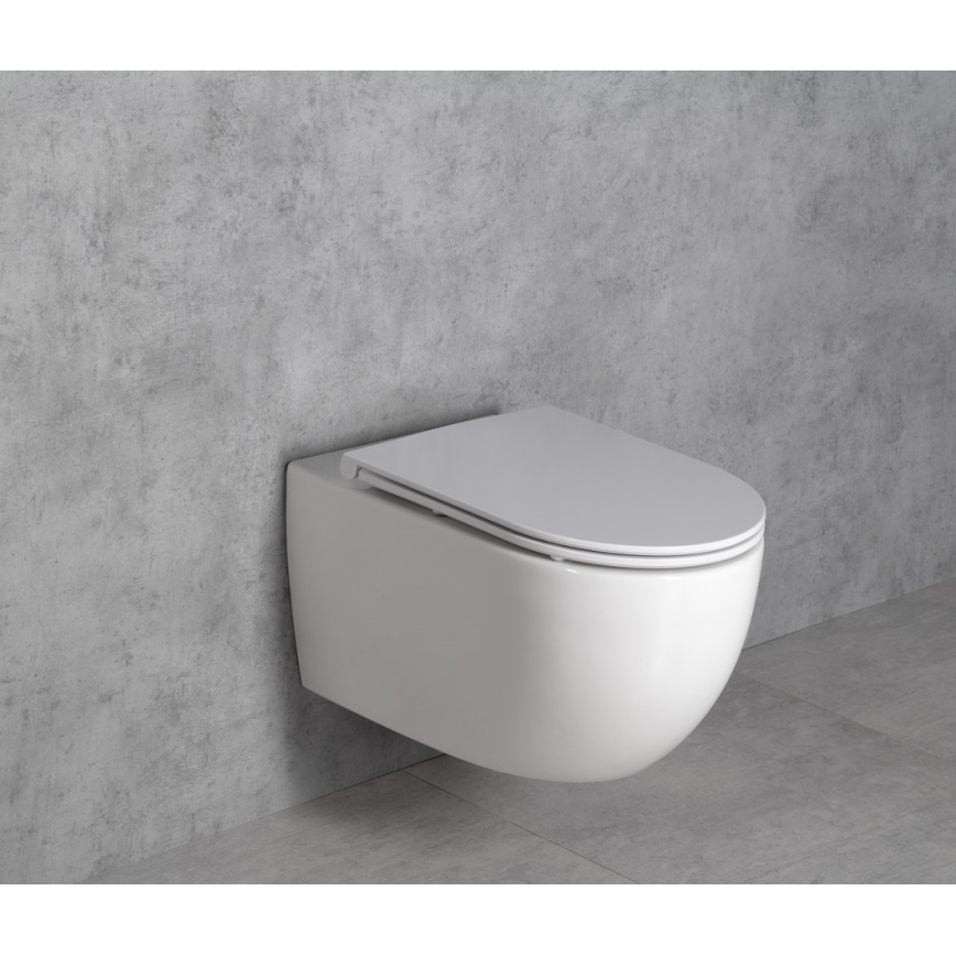 Bruckner - Wisząca miska WC Vortex Rimless FULDA ceramika/biała