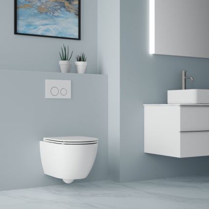 Bruckner - Wisząca miska WC Vortex Rimless FULDA ceramika/biała