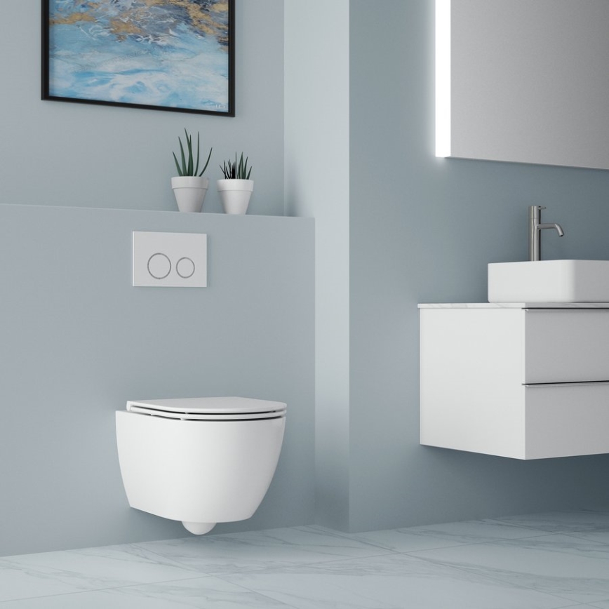 Bruckner - Wisząca miska WC Vortex Rimless FULDA ceramika/biała