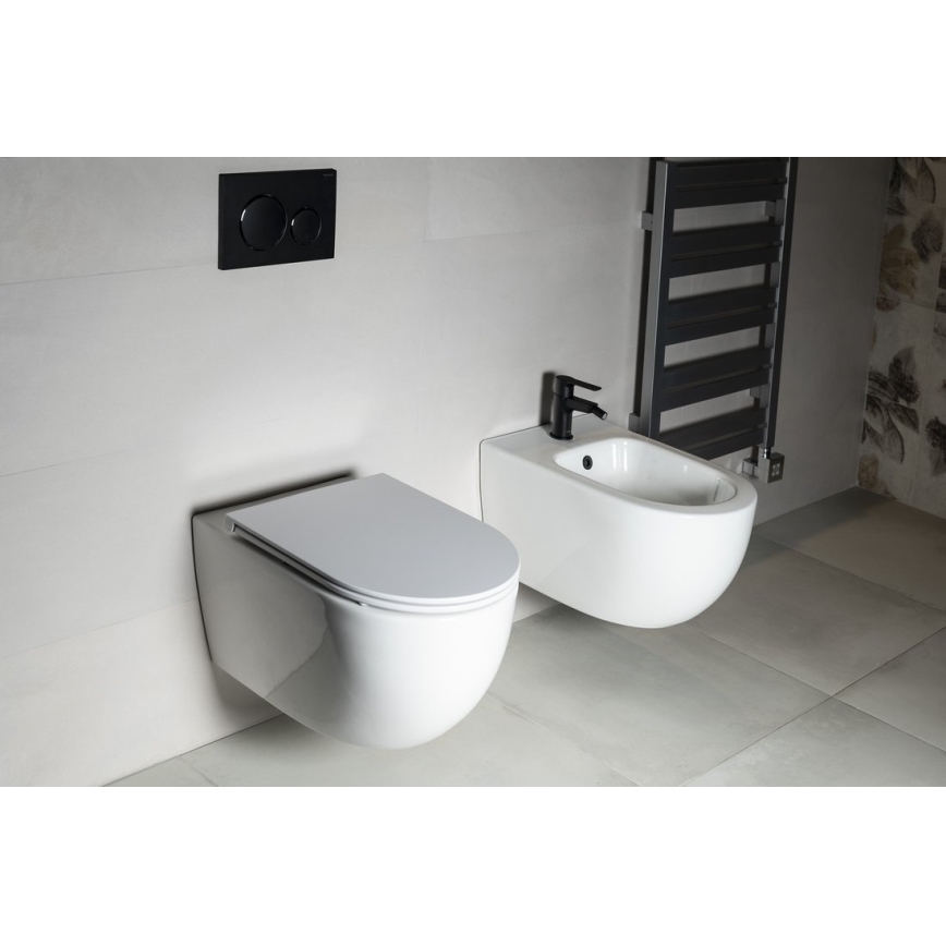 Bruckner - Wisząca miska WC Vortex Rimless FULDA ceramika/biała
