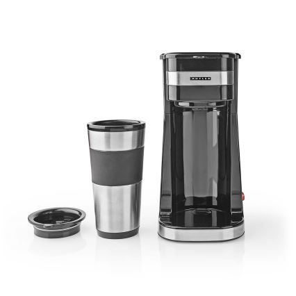 Butler - Ekspres do jednego kubka 0,4 l z kubkiem podróżnym, 750 W/230 V, stal nierdzewna/czarny