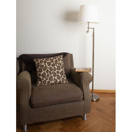 ByRydens - LED Lampa podłogowa ORLANDO 1xE27/5W/230V + LED/3W biały/brąz śr. 36 cm