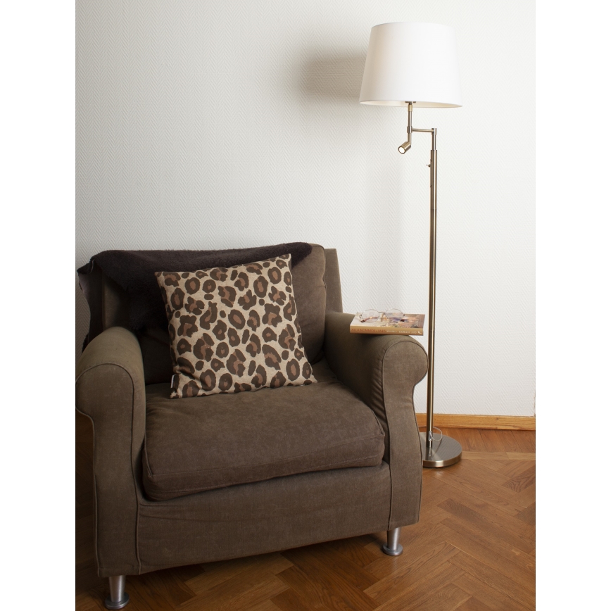 ByRydens - LED Lampa podłogowa ORLANDO 1xE27/5W/230V + LED/3W biały/brąz śr. 36 cm