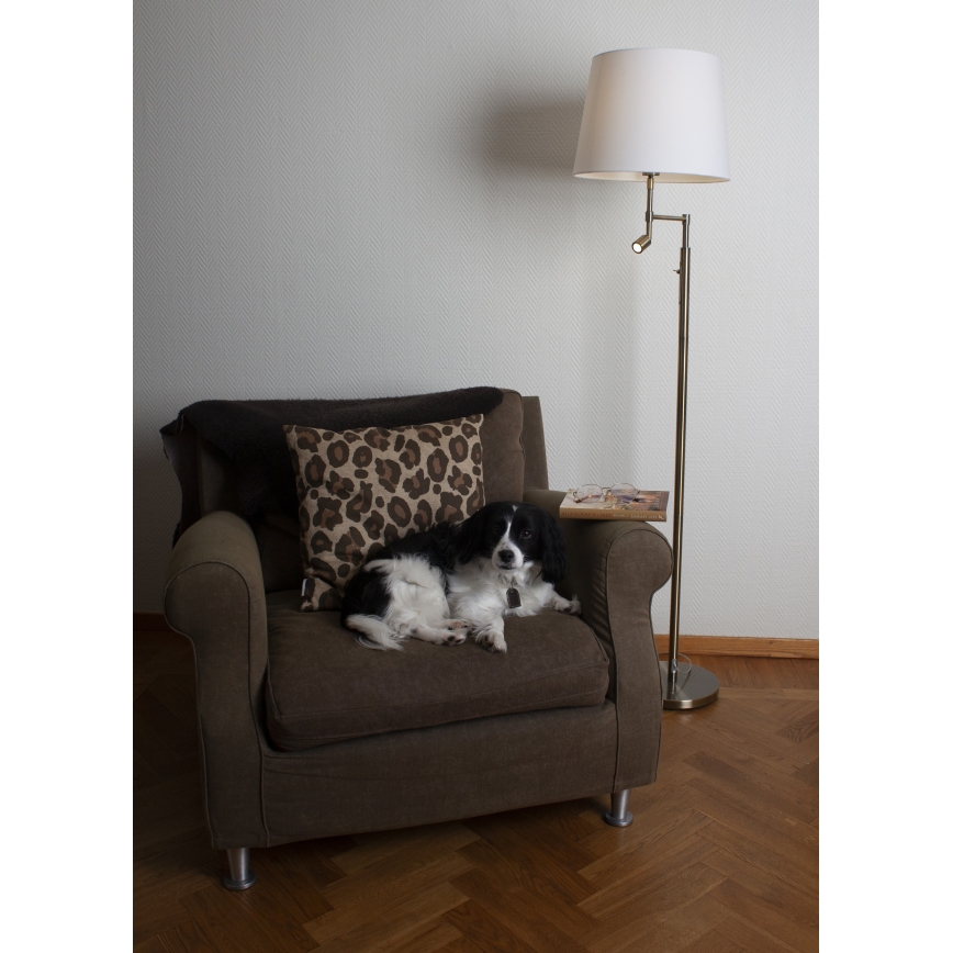 ByRydens - LED Lampa podłogowa ORLANDO 1xE27/5W/230V + LED/3W biały/brąz śr. 36 cm