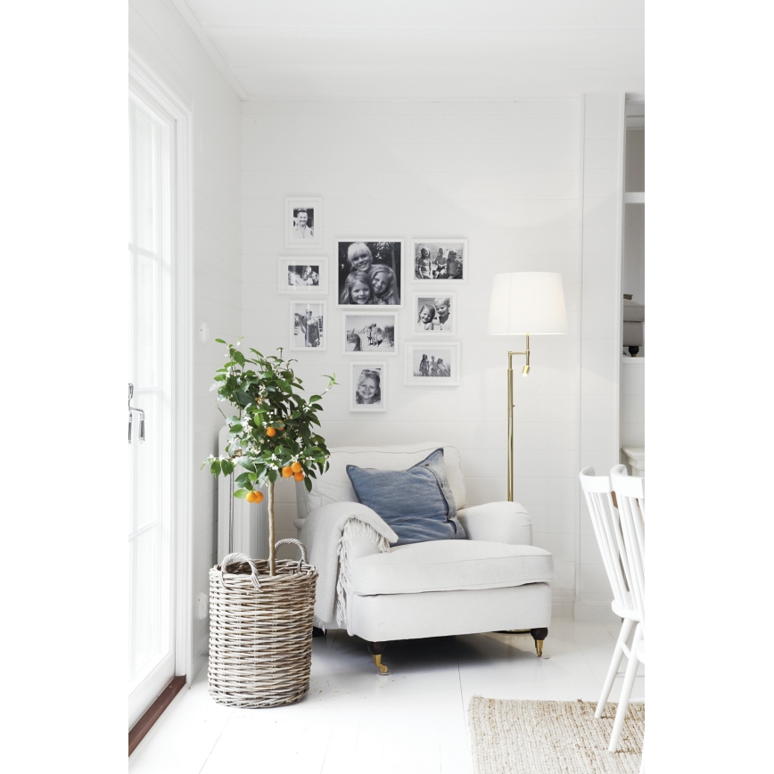 ByRydens - LED Lampa podłogowa ORLANDO 1xE27/5W/230V + LED/3W biały/złoty śr. 36 cm