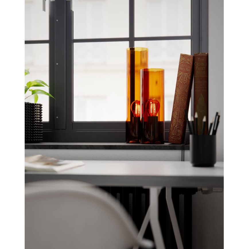 ByRydens - Lampa stołowa FLAKE 1xE27/8W/230V brązowa/przydymiona