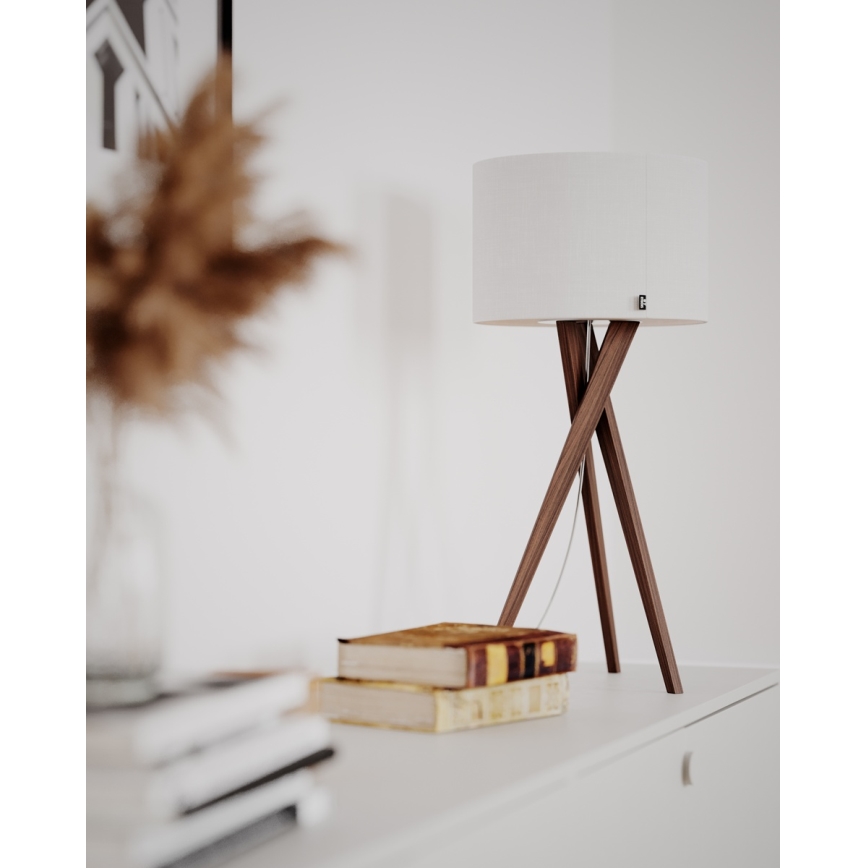 ByRydens - Lampa stołowa VEGA 1xE27/8W/230V biała/orzech