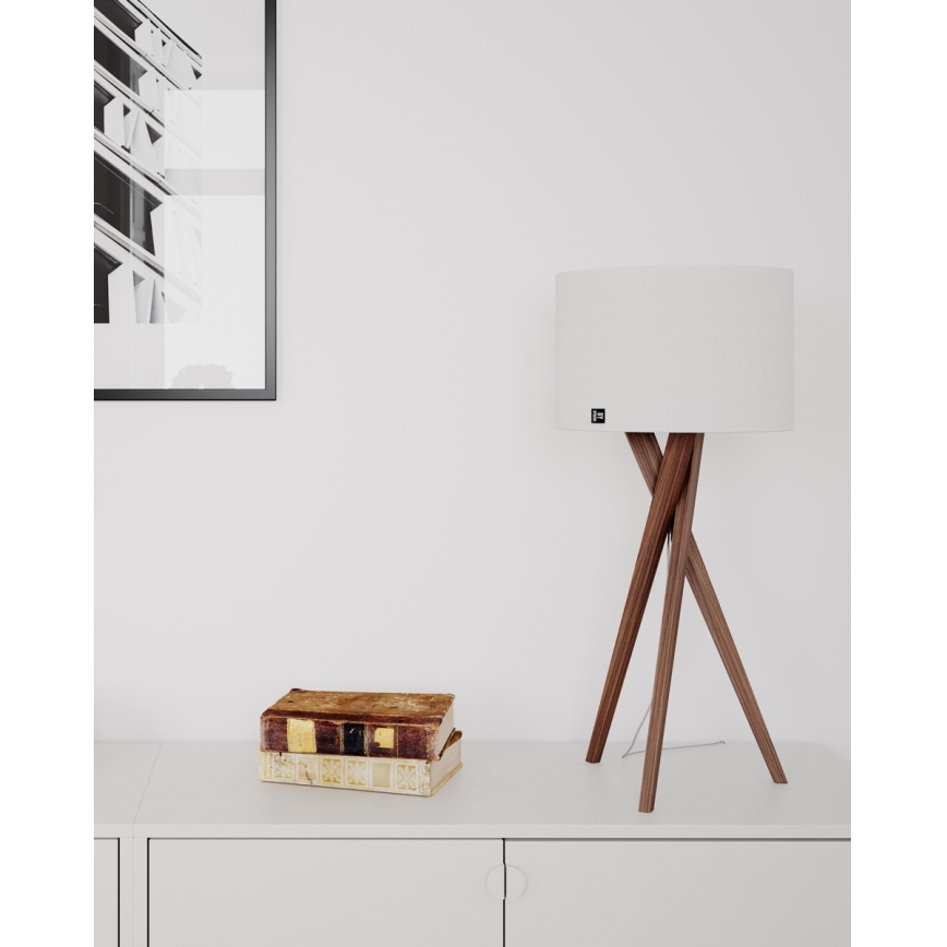 ByRydens - Lampa stołowa VEGA 1xE27/8W/230V biała/orzech