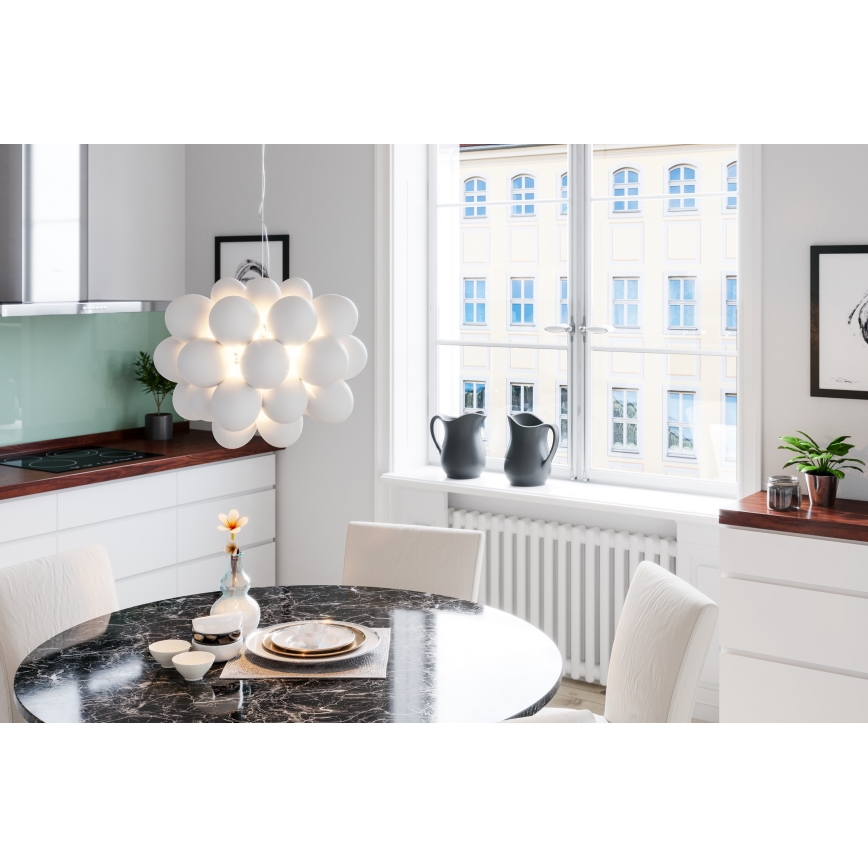 ByRydens - Żyrandol na lince GROSS 8xG9/4W/230V biały śr. 50 cm