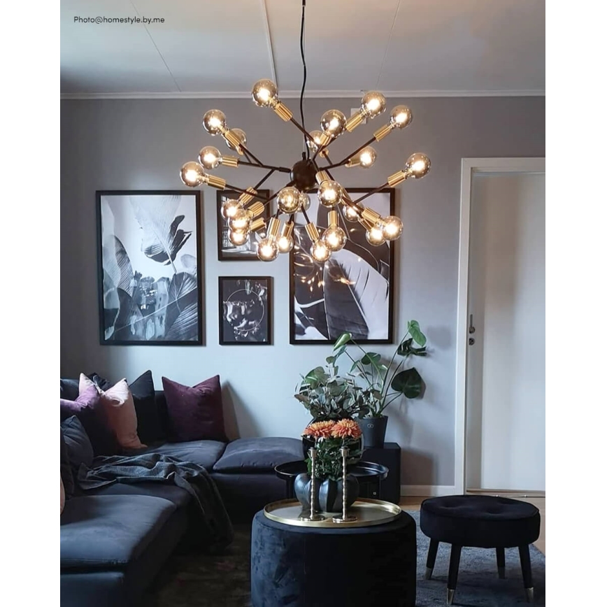 ByRydens - Żyrandol na lince HEROES 24xE27/5W/230V czarny śr. 80 cm