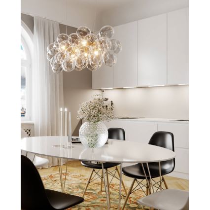 ByRydens - Lampa wisząca na lince GROSS BAR 8xG9/4W/230V przezroczysta