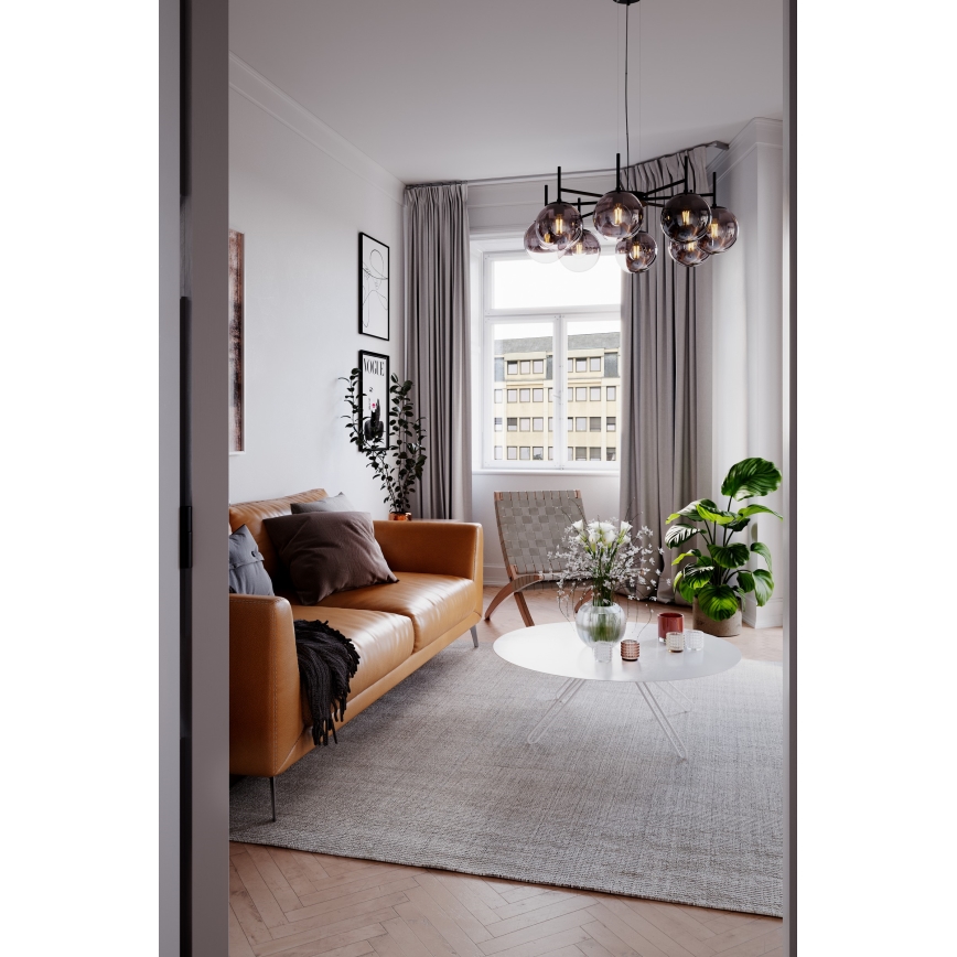 ByRydens - Żyrandol na lince BOYLE 8xE27/5W/230V dymny/czarny śr. 83 cm