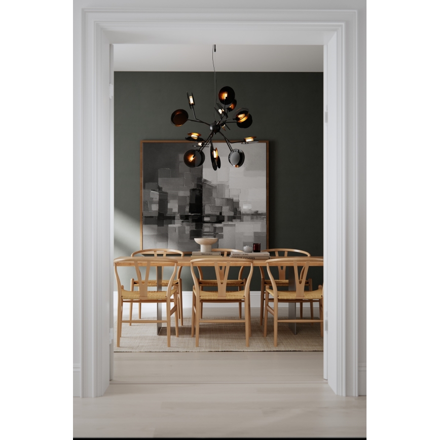 ByRydens - Żyrandol na lince TURNO 18xG9/4W/230V złoty/czarny śr. 80 cm