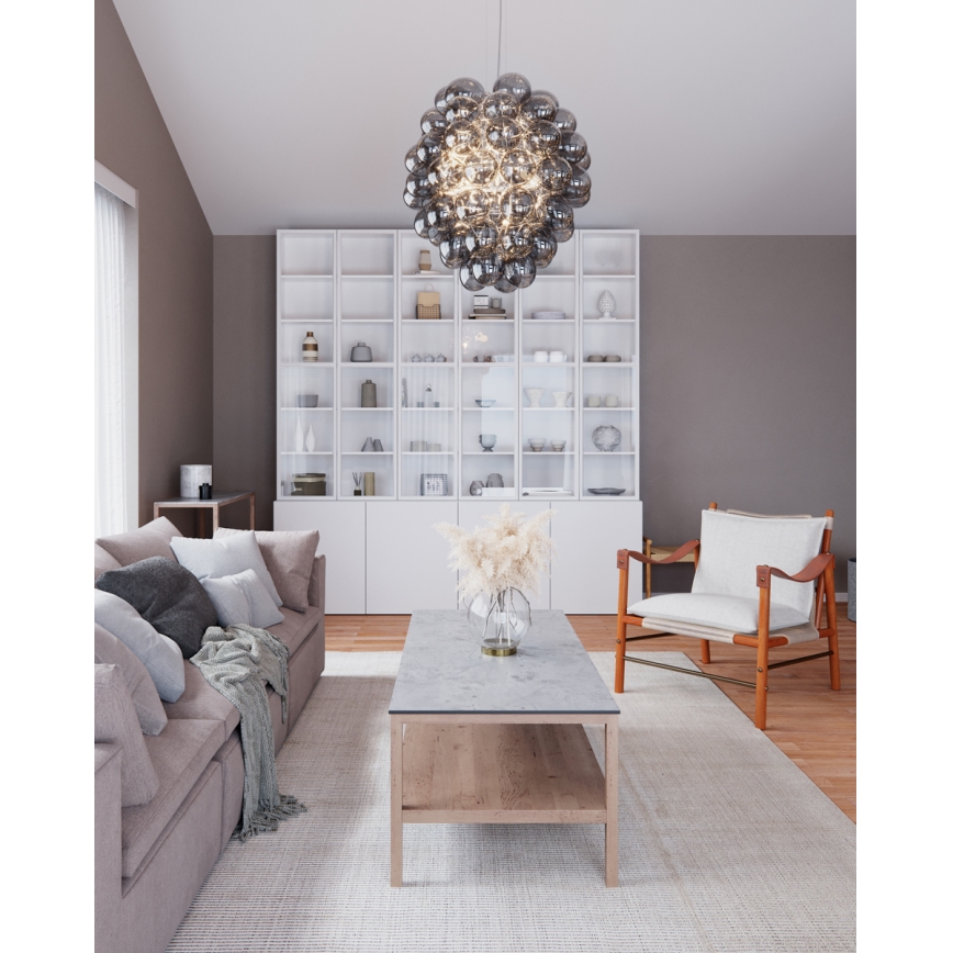 ByRydens - Żyrandol na lince DELUXE 4xE14/5W/230V szary/dymny