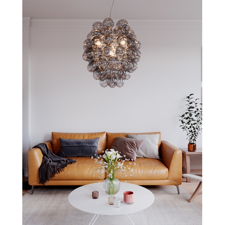 ByRydens - Żyrandol na lince DELUXE 4xE14/5W/230V szary/dymny