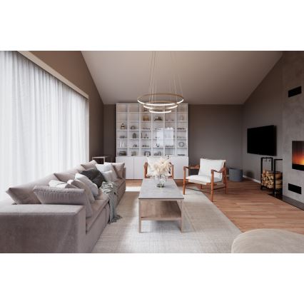 ByRydens - Lampa wisząca LED na lince TRIONE LED/45W/230V beżowa Ø 80 cm