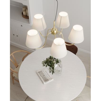 ByRydens - Żyrandol na lince LYNF 5xE14/8W/230V mosiądz/biały