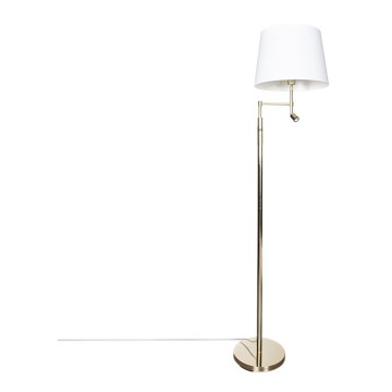 ByRydens - LED Lampa podłogowa ORLANDO 1xE27/5W/230V + LED/3W biały/złoty śr. 36 cm