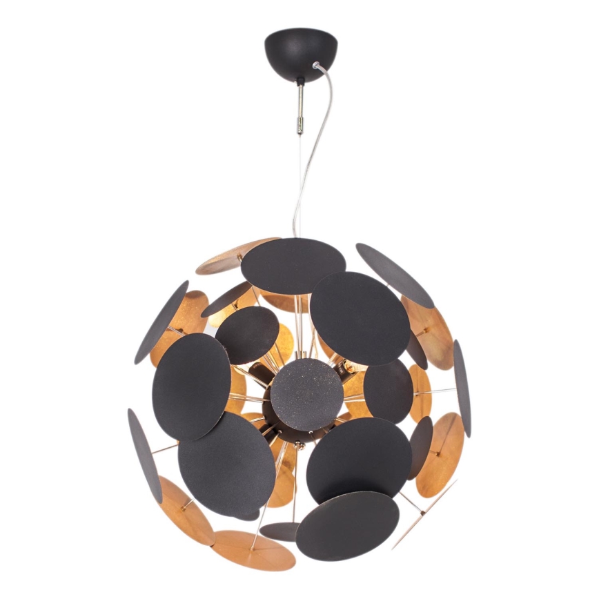 ByRydens - Żyrandol na lince PLANET 4xE14/5W/230V czarny/złoty śr. 50 cm