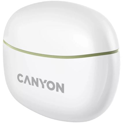 Canyon - Bezprzewodowe słuchawki stereo True Wireless 500 mAh + 2x 40 mAh biały/zielony
