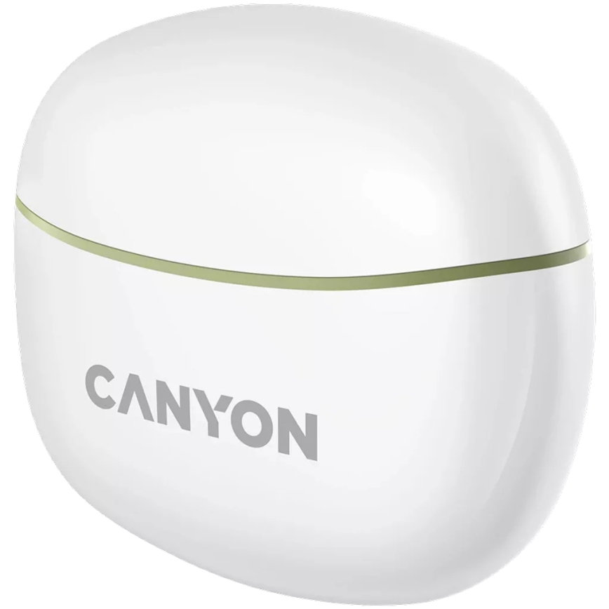 Canyon - Bezprzewodowe słuchawki stereo True Wireless 500 mAh + 2x 40 mAh biały/zielony