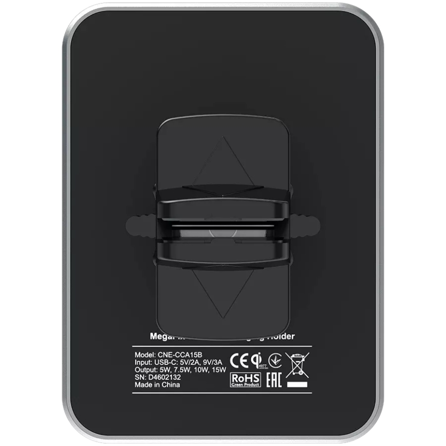 Canyon - Magnetyczny uchwyt do telefonu w samochodzie z funkcją bezprzewodowego ładowania Qi 5V kanciasty czarny
