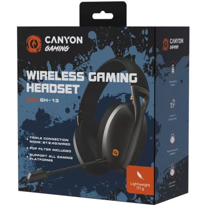 Canyon - Słuchawki bezprzewodowe z mikrofonem 400 mAh czarny