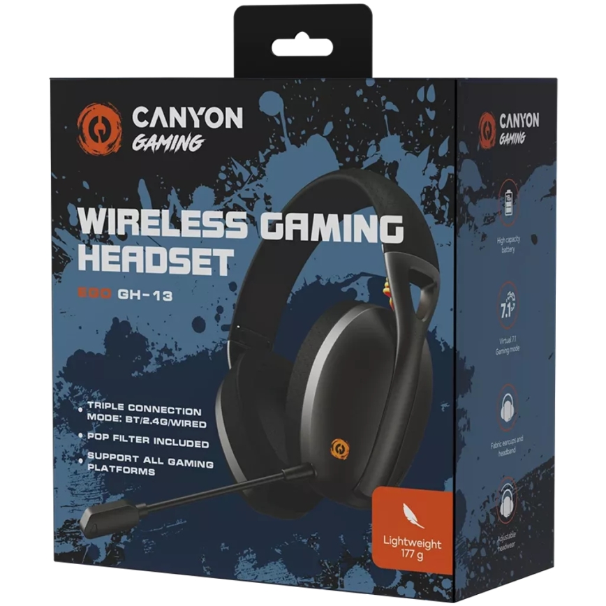 Canyon - Słuchawki bezprzewodowe z mikrofonem 400 mAh czarny
