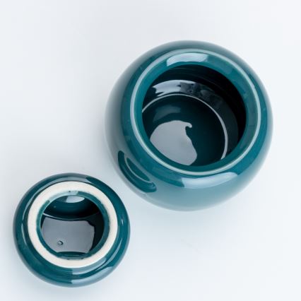 Ceramiczna cukiernica z pokrywką w kolorze turkusowym