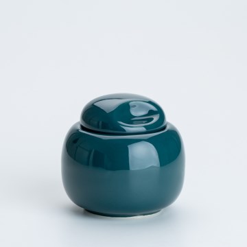 Ceramiczna cukiernica z pokrywką w kolorze turkusowym