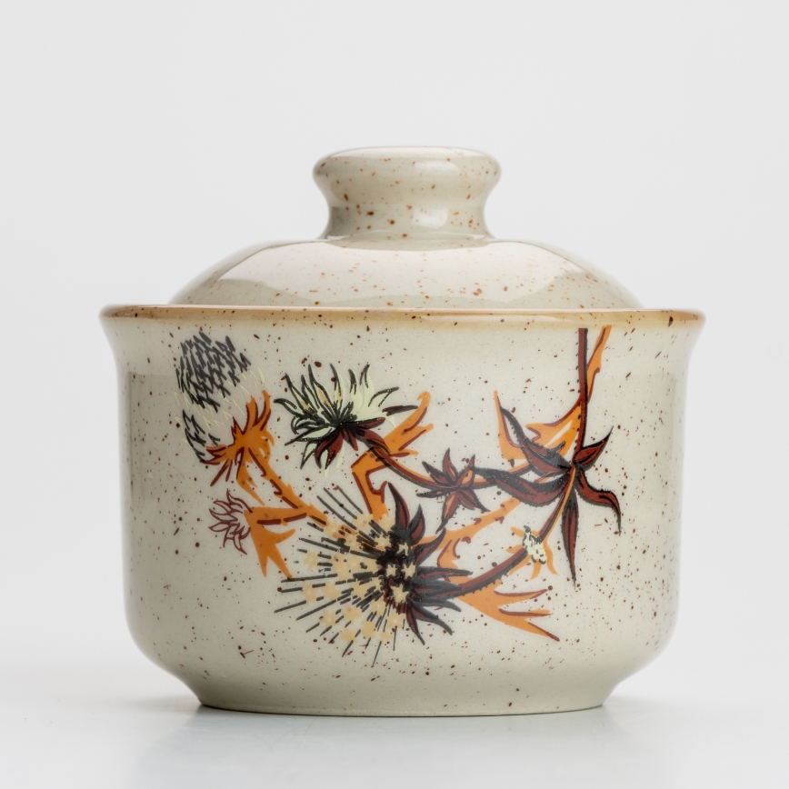 Ceramiczna cukiernica z wiekiem oset beżowy