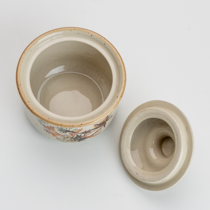 Ceramiczna cukiernica z wiekiem oset beżowy