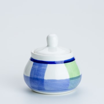 Ceramiczna cukiernica z wiekiem Tereza niebieski biały