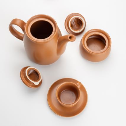 Ceramiczna herbaciana zestaw brązowe