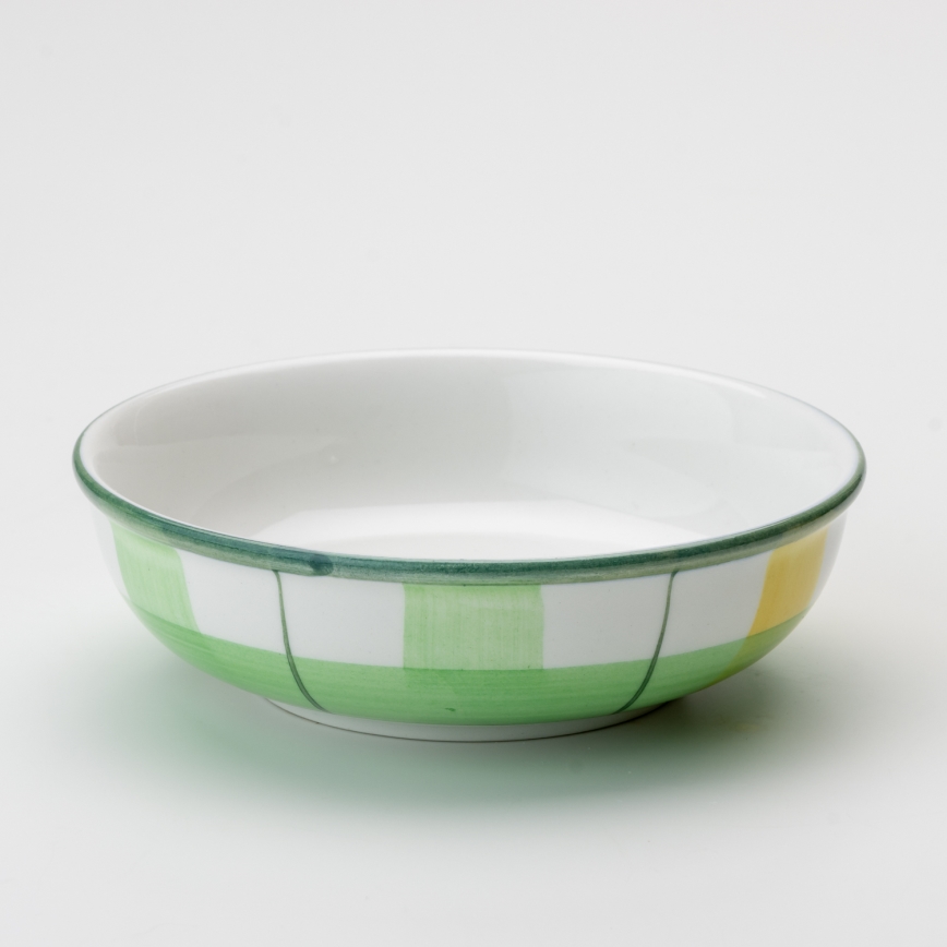 Ceramiczna miseczka na kompot 13 cm zielono-biała