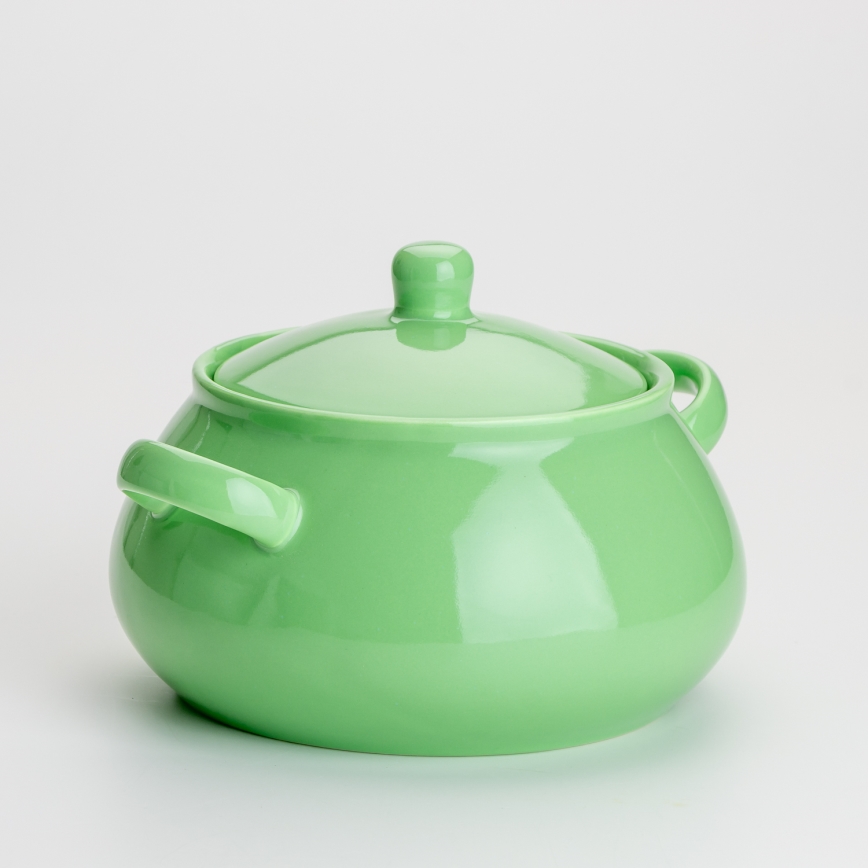 Ceramiczna miska do zupy z pokrywką jasnozielony