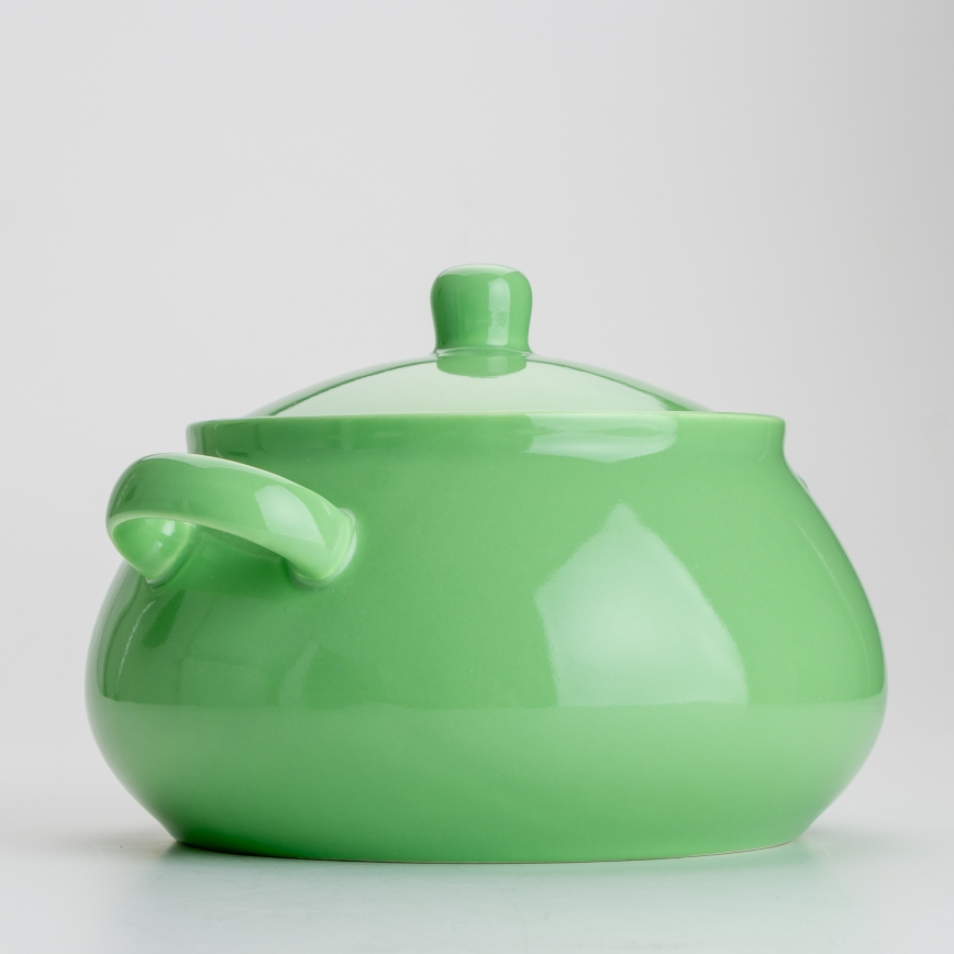 Ceramiczna miska do zupy z pokrywką jasnozielony