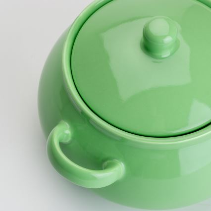 Ceramiczna miska do zupy z pokrywką jasnozielony
