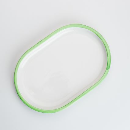Ceramiczna talerz deserowy biało-zielony