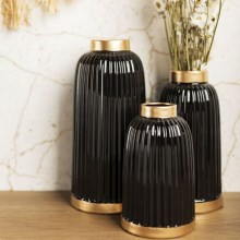 Ceramiczna waza ROSIE 20,5x12 cm czarna/złota