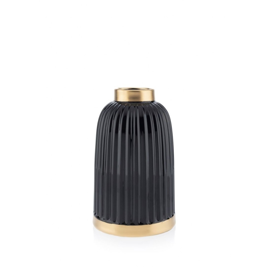 Ceramiczna waza ROSIE 20,5x12 cm czarna/złota