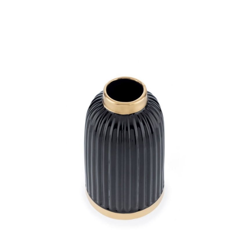 Ceramiczna waza ROSIE 20,5x12 cm czarna/złota