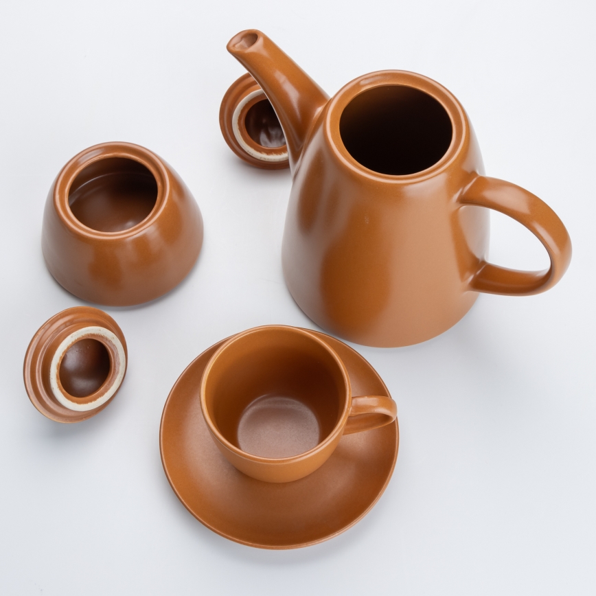 Ceramiczny zestaw do herbaty brązowy
