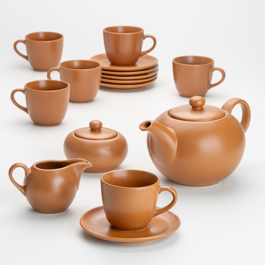 Ceramiczny zestaw do herbaty Jumbo brązowy