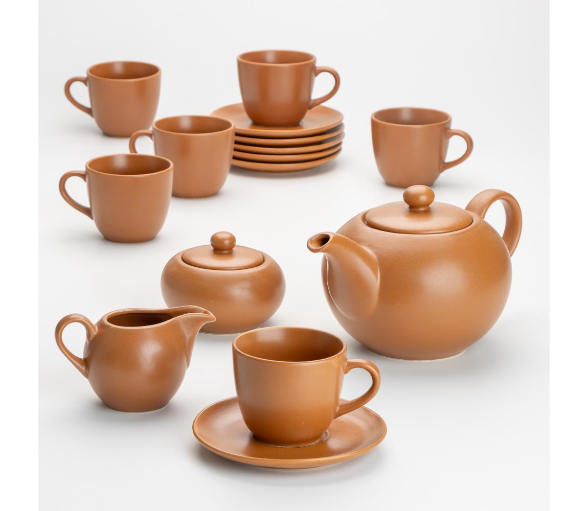 Ceramiczny zestaw do herbaty Jumbo brązowy
