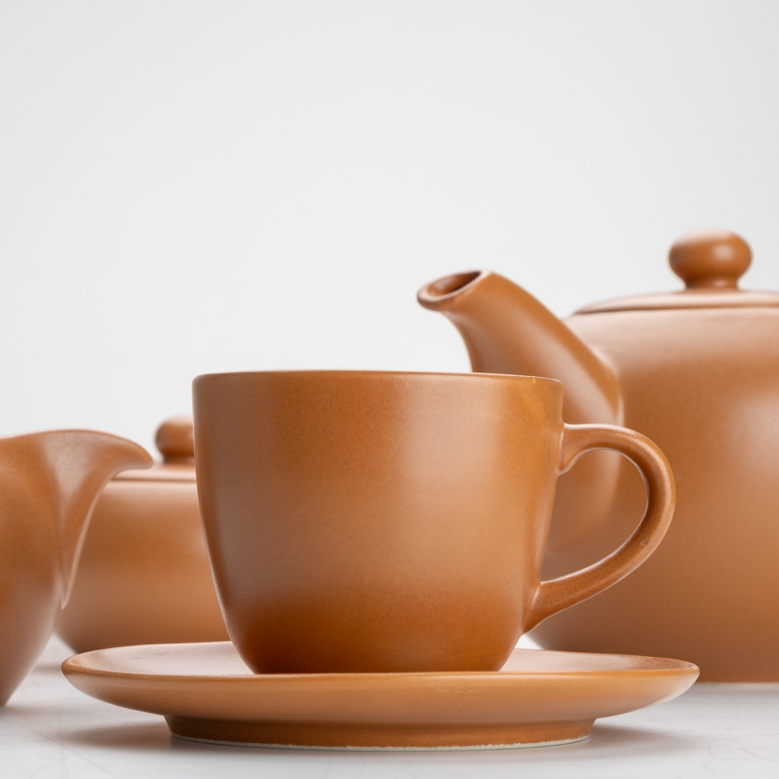 Ceramiczny zestaw do herbaty Jumbo brązowy