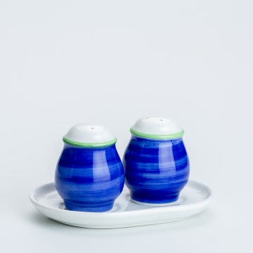 Ceramiczny zestaw do pieprzu i soli niebiesko-biały