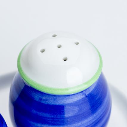 Ceramiczny zestaw do pieprzu i soli niebiesko-biały